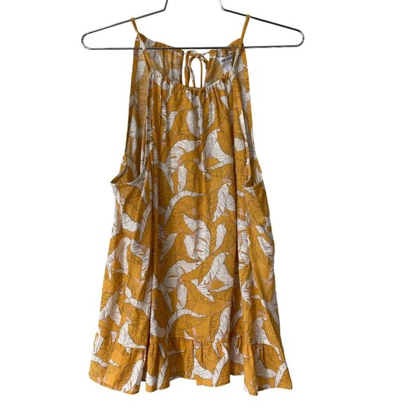 Nine West Peplum Top Size Large Sleeveless Tie Back Leaf Print Tiered Ruffle Hem - Picture 1 of 7